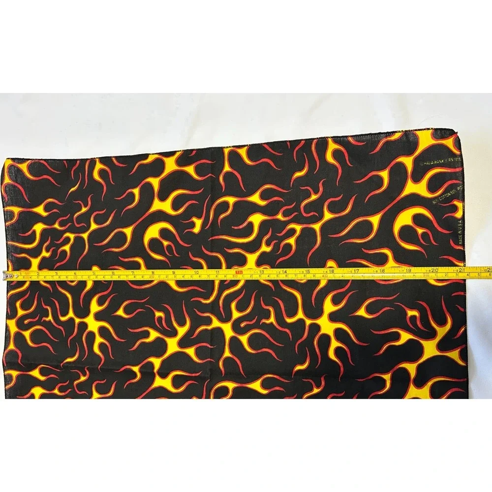 90s Hav-A-Hank Hot Flames Pattern Biker Bandana Head Wrap Skull Cap Scarf USA